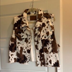 Western Judy Blue Brown and White Patterned Vest